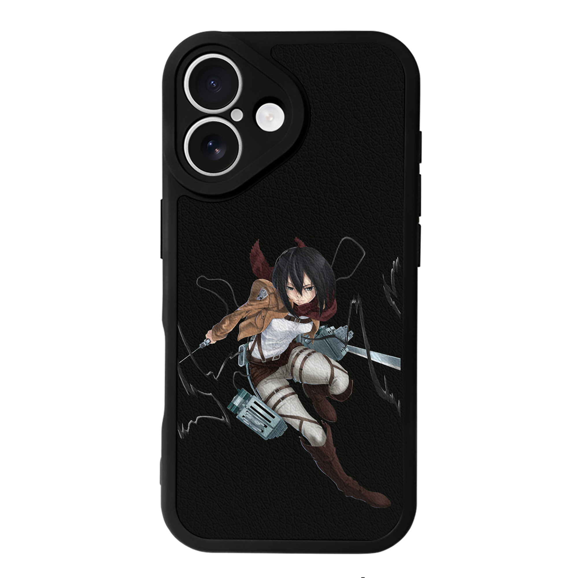 （画像用） 進撃の巨人 ミカサ·アッカーマン Attack on Titan Mikasa Ackerman 【iPhone 16シリーズ対応】シリコンスマホケース（レザー調） 材質：シリコン